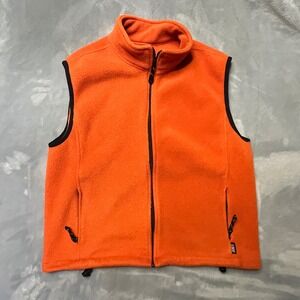 VTG J Crew Fleece Vest Mens L Orange Zip Up Outdoor Gorpcore Granolacore Utility
